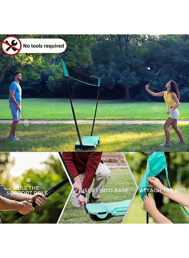 Arabest Outdoor Badminton Net Stand,Portable Badminton Net Set with Storage Base, with Net, 4 Racket, 2 Shuttlecocks, Portable Storage Box, for Backyards, Outdoor Games - Image 2